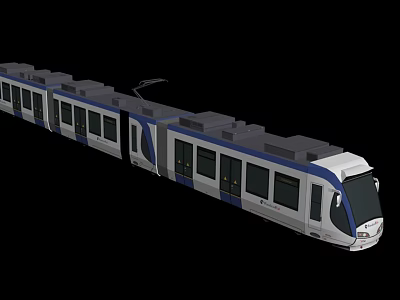 Technology Exhibition Hall Showcasing Modern Electric Tram Model With Sleek Design 3d model