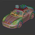 Stylish Brown Sports Car With Roof Rack Carrying Luggage on Top
