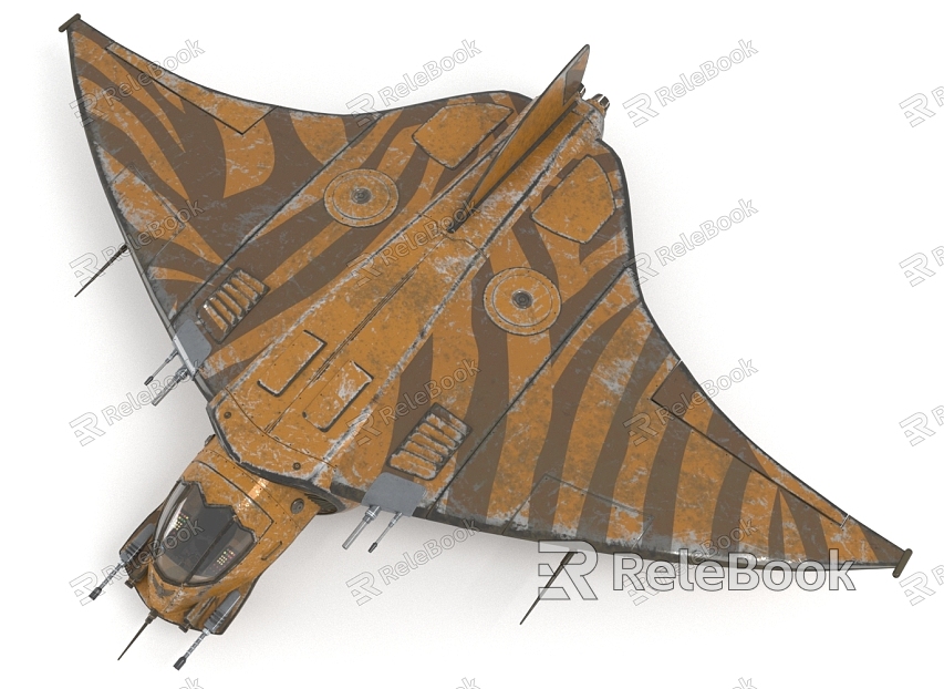 Sci-fi fighter aircraft space plane spaceship model