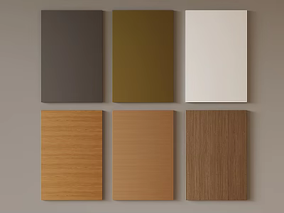 Textured Colored Panels Featuring Gray Olive Green White and Wood Grain Brown Tones 3d model