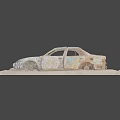 Old Rusted Abandoned Car With Colorful Graffiti On Wrecked Body
