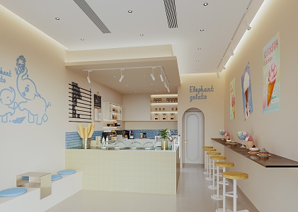 Milk Tea Shop Dessert Bakery 3d model