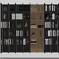 Modern Black And Wooden Bookcase With Open Compartments Books And Decor Items In Modern Interior