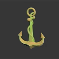 Golden Anchor Decorative Element With Shiny Metallic Surface And Rope Detail