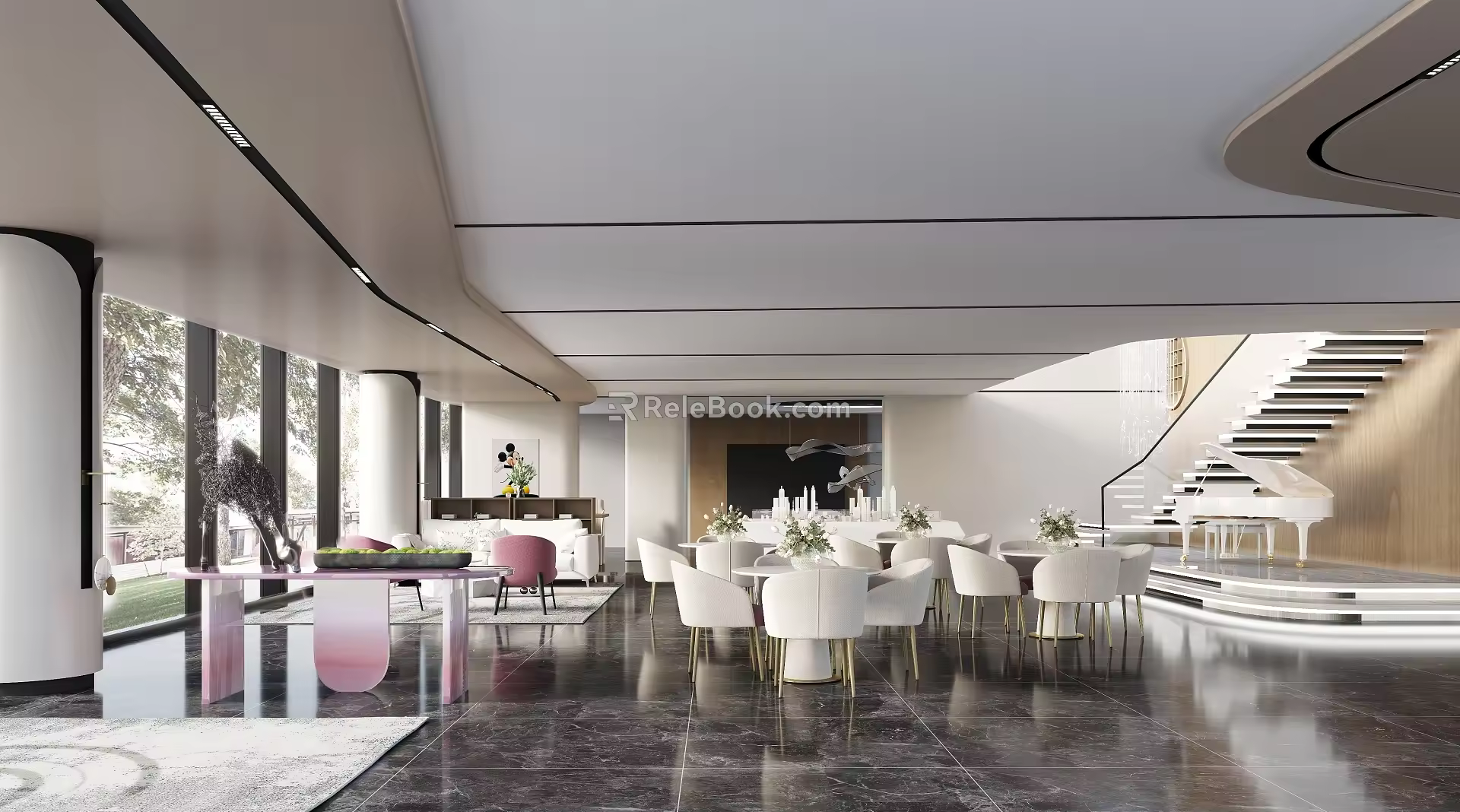 Modern Reception Area Sales Office Sales Center Negotiation Area Rest Area Water Bar Area Front Desk 3d model