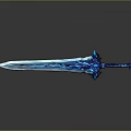 Blue Crystal Encrusted Fantasy Sword With Elaborate Design And Shiny Surface