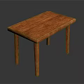 Simple Solid Brown Wooden Table Design With Rectangular Top And Four Legs
