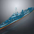 Realistic Warship Scale Model Featuring Deck Turrets Mast and Hull Details 3d model