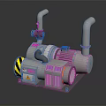 Industrial Mechanical Pump With Vertical Pipes Motor And Safety Warning Stripes