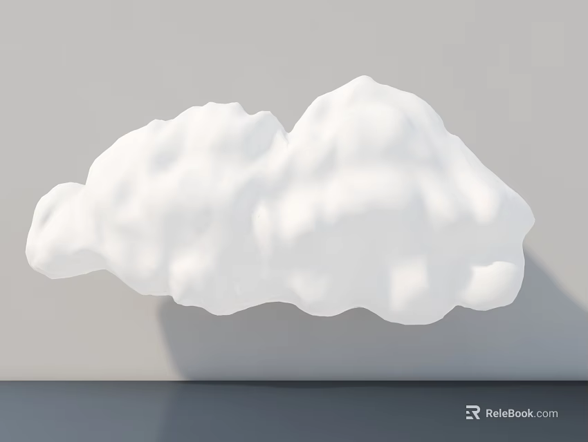 Artistic Cloud Shaped White Sculpture Against Gray Wall with Shadow Detail 3d model 