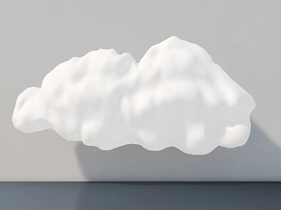 Artistic Cloud Shaped White Sculpture Against Gray Wall with Shadow Detail 3d model