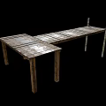 Rustic Wooden Bench With Plank Top And Simple Wooden Legs Structure