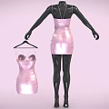 Fashionable Pink Bodycon Sleeveless Dress Displayed On Mannequin With Hanger