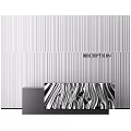 Modern Reception Background Wall Interior Design With Striped Textured Panels And Reception Desk 3d model
