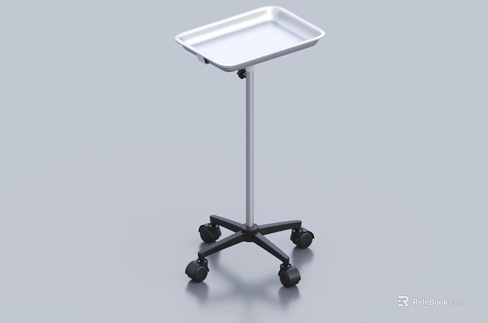 Sturdy Medical Instrument Mobile Tray Cart With Swivel Wheels For Medical Facilities 3d model 