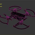 Black Silhouette Quadcopter Drone Design With Four Propellers And Frame 3d model