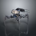 Futuristic Mechanical Spider With Metal Legs And Twin Cannon Structure 3d model