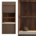 Rustic Wooden Shelf Interior Design With Layered Storage And Decorative Pottery 3d model