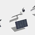 Solar Panels Display In Various Angles With Mounting Brackets And Structures 3d model