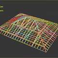 Wooden Roof Truss Structure With Grid Frame And Support Beams For Construction