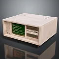 Vintage Desktop Computer With Green Text Display Screen And Retro Design