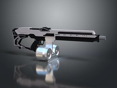Futuristic Sci Fi Weapon With Sleek Metallic Design And Advanced Structural Details 3d model