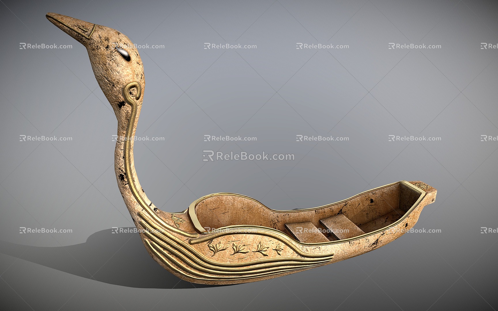 modern wooden boat swan boat 3d model