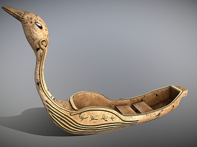 modern wooden boat swan boat 3d model