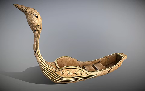 modern wooden boat swan boat 3d model
