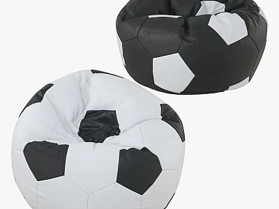 Stylish Modern Soccer Shaped Bean Bag Chairs With Black And White Design 3d model