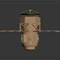 Golden Spacecraft Model With Cylindrical Main Body And Solar Panel Structures 3d model