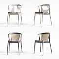 Modern Dining Chairs With Slat Rattan Back Wooden Frame And Light Dark Tones Design