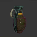 Green Yellow Hand Grenade With Ribbed Surface Metallic Lever Pull Ring And 3D Render 3d model