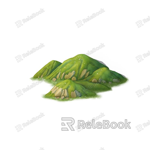 Q version cartoon hills hills green hills model