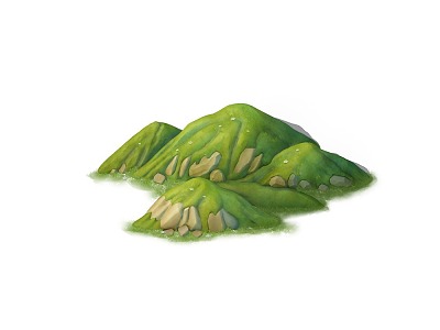 Q version cartoon hills green hills model