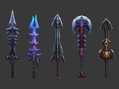 Fantasy Weapons Collection With Decorative Blades Axes And Unique Designs 3d model