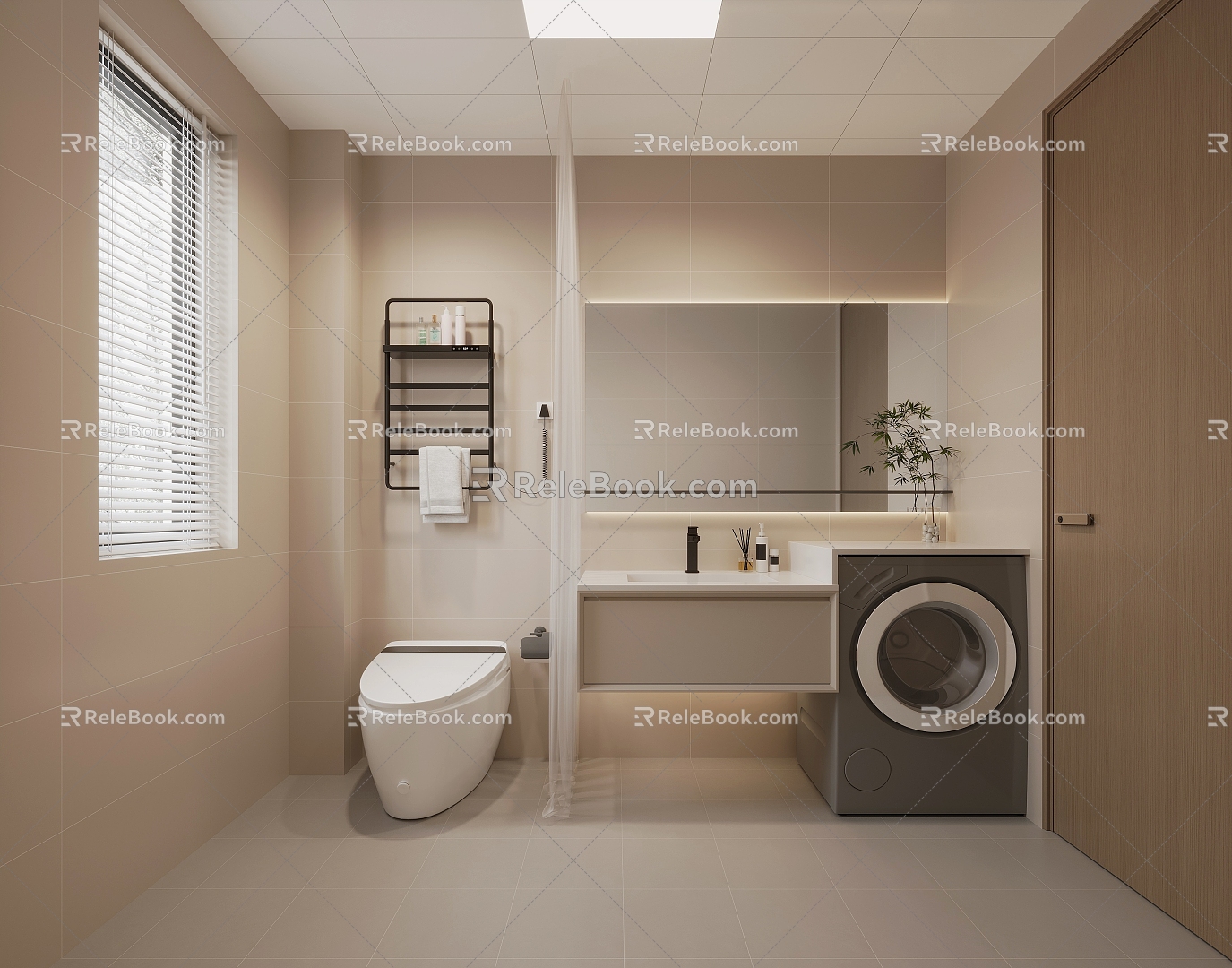 Cream wind home improvement toilet 3d model