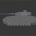 3D Rendered Tank Model With Turret Gun Barrel And Tracks On Dark Background