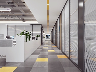 Office corridor partition open office area pipeline 3d model