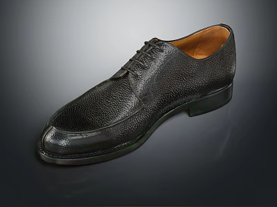 Black Genuine Leather Lace Up Formal Dress Shoes With Textured Surface For Men 3d model