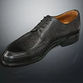 Black Genuine Leather Lace Up Formal Dress Shoes With Textured Surface For Men