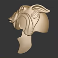 Shiny Gold Wolf Head Shaped Metallic Accessory For Fashion Clothing Decoration