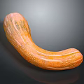 Curved Orange Pumpkin With Textured Skin On Dark Reflective Surface