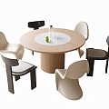 Modern Dining Table and Chair Round Dining Table Single Chair 3d model