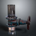 Industrial Valve Mechanical Equipment With Metal Pipeline Flange And Rusty Handwheel