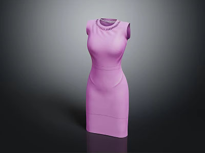 Modern Women's Purple Sleeveless Fitted Dress With Elegant Neckline Design 3d model