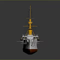 Vintage Detailed Ship Model With White Hull Yellow Chimney Red Bottom And Flag