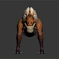 Fantasy Dinosaur Character With Orange Scales White Feathers And Horned Head