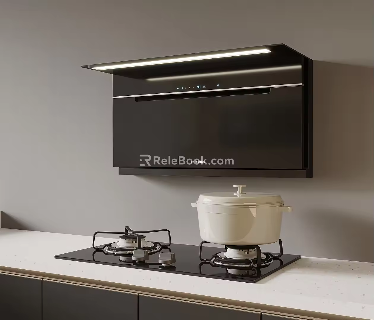 Range hood and stove combination 3d model