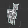 Adorable Red Llama 3D Model Carrying Blue Backpack With Round Pendant on Neck